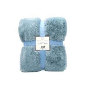 Plaid  doublé imitation ''Lapin'' Cocoon Gris bleu 130x170c…