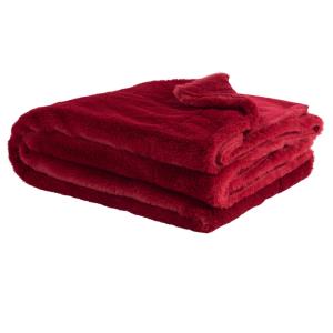 Plaid doux en polyester recyclé imitation fourrure bordeaux…
