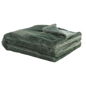 Plaid doux en polyester recyclé imitation fourrure verte 13…
