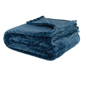 Plaid doux imitation flanelle bleu marine 150x230