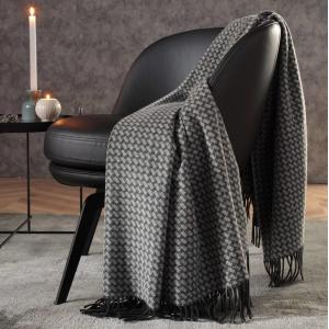 Plaid en cachemire et en laine anthracite 130 x 170 cm