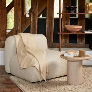 Plaid en coton beige 127x200 cm