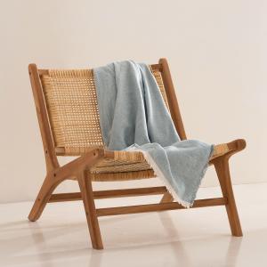 Plaid en coton doux avec franges aqua marine 130x180 cm