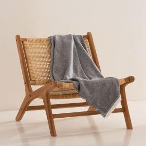 Plaid en coton doux avec franges gris foncé 130x180 cm