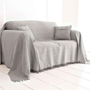 Plaid en coton gris 150x150cm