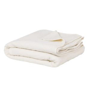 Plaid en coton imprimé végétal, couleur écru, 230x250 cm