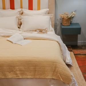 Plaid en coton jaune 130x180