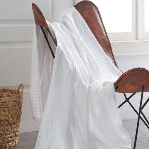 Plaid en coton lavé Blanc 130x170 cm