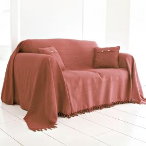 Plaid en coton marron noisette 150x150cm