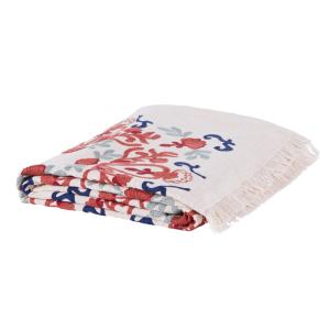 Plaid en coton motif brodé multicolore 130x170