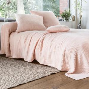 Plaid en coton rose poudré 130x150cm