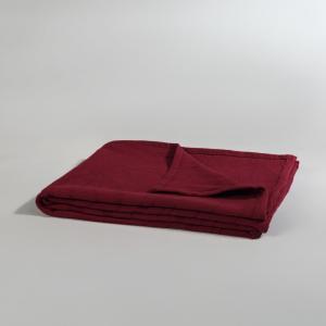 Plaid en coton tissé jacquard motif floral bordeaux 130x170