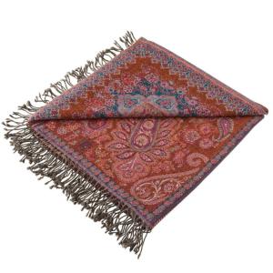 Plaid en Jacquard de laine à motif cachemire Rouge