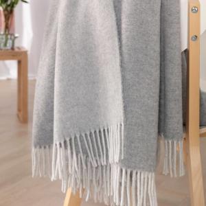 Plaid en laine et cachemire 130 x 170 cm gris/perle