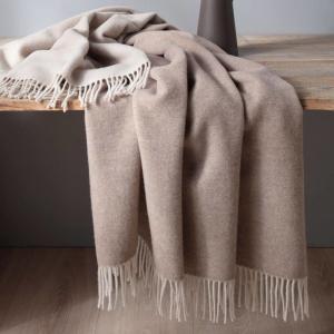 Plaid en laine et cachemire 130 x 170 cm nature/sable