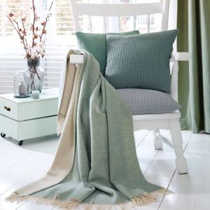 Plaid en laine et cachemire 150 x 200 cm céladon/crème