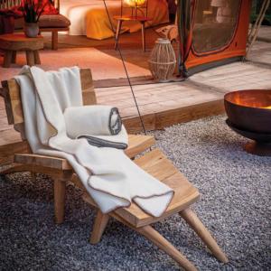 Plaid en laine fil camel 240 x 260 cm