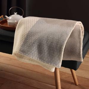 Plaid en laine mérinos ecru 150 x 200 cm