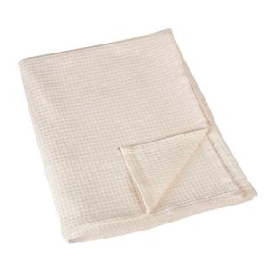 Plaid en nid d'abeille coton blanc cassé 125x180 cm