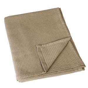 Plaid en nid d'abeille coton taupe 125x180 cm