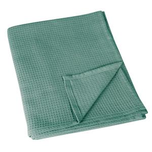 Plaid en nid d'abeille coton vert 125x180 cm
