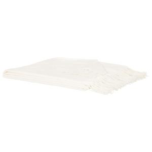 Plaid en polyester recyclé chenillé à franges blanc 130x170…