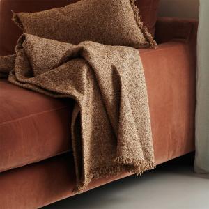 Plaid en synthétique - coton marron 130 x 170 cm