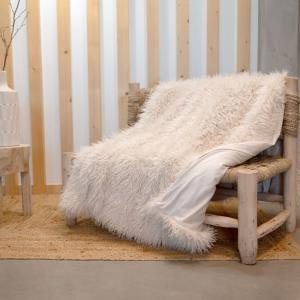 Plaid fausse fourrure à poil long polyester naturel 130x170…