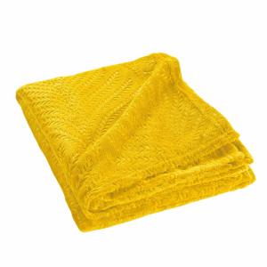 Plaid flanelle relief unie jaune 125x150 cm