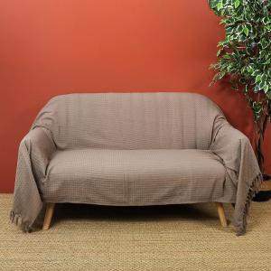 Plaid gaufré 170 cm x 250 cm marron taupe
