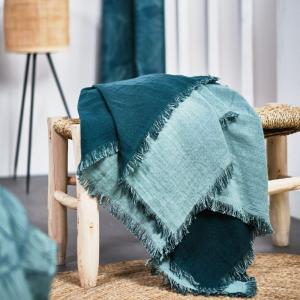 Plaid gaufré uni gaze de coton  125x150 cm Vert