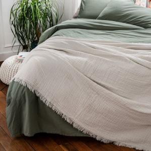 Plaid gaze de coton matelassé gaze de coton/coton gris gale…