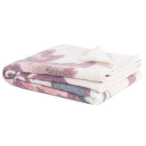 Plaid gratté écru imprimé floral 130x170