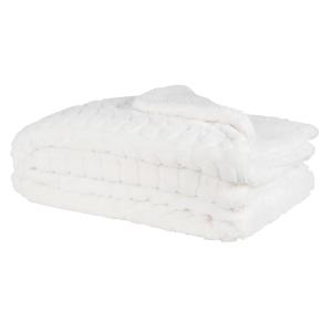 Plaid imitation fourrure motif cœur en jacquard ecru 230x15…