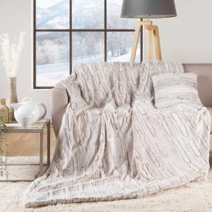 Plaid imitation fourrure sherpa beige 180x220cm