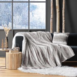 Plaid imitation fourrure sherpa gris 180x220cm