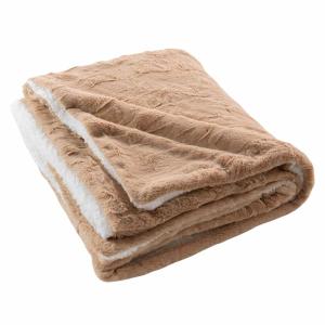 Plaid imitation fourrure/sherpa sable 125x150 cm