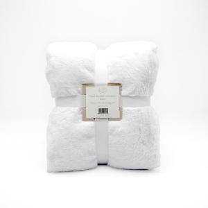 Plaid imitation ''Lapin'' Cocoon blanc 130x170cm