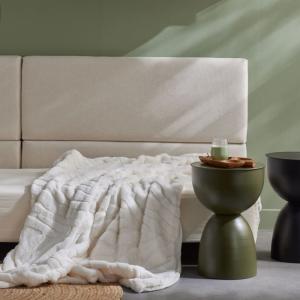 Plaid jacquard zébré  130x180cm Blanc