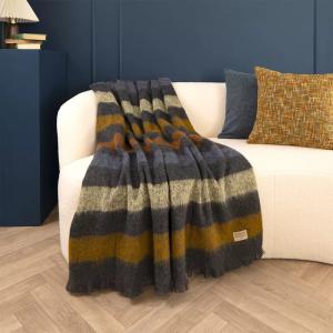 Plaid  laine & autres fibres anthracite 130x190 cm
