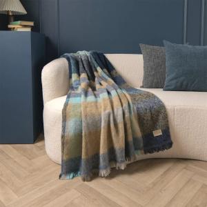 Plaid  laine & autres fibres bleu 130x190 cm