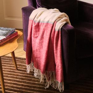 Plaid laine/coton Cerise 130x170cm