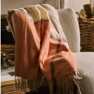 Plaid laine/coton Ocre orange 130x170cm