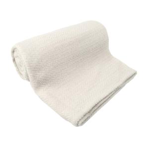 Plaid laine et soie - petits chevrons naturel 120x180 cm