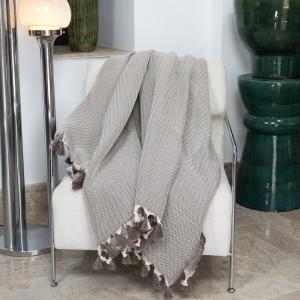 Plaid laine taupe 130x170