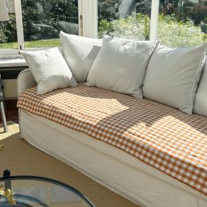 Plaid matelassé en coton et lin 110x230cm Curcuma