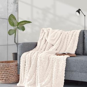 Plaid polaire doux & chaud  ecru 150x180 cm