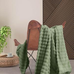 Plaid polaire doux et chaux  sauge 150x180 cm