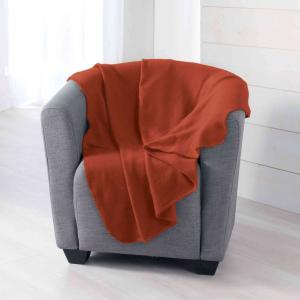 Plaid polaire orange 125x150