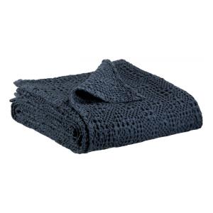 Plaid stonewashed  en coton cobalt 140 x 200 cm